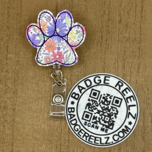 Floral Paw Print Feltie Badge Reel